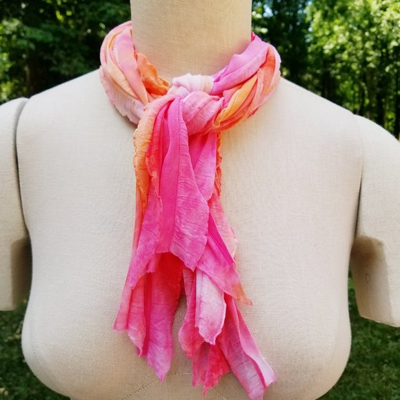Tangerine Sherbert Flutter Scarf Lightweight Women Accessory Muitiwear - Picture 4 of 6
